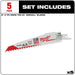 Milwaukee 48-00-5021 6" x 5/8TPI Bi-Metal AX Super Sawzall Blade 5-Pack - My Tool Store