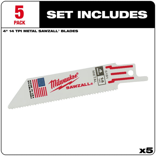 Milwaukee 48-00-5181 4" x 14TPI Bi-Metal Super Sawzall Blade - My Tool Store