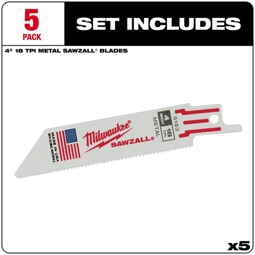 Milwaukee 48-00-5183 4" x 18TPI Bi-Metal Super Sawzall Blade - My Tool Store