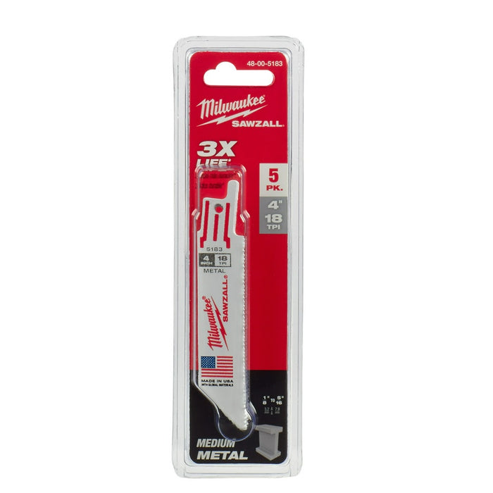 Milwaukee 48-00-5183 4" x 18TPI Bi-Metal Super Sawzall Blade - My Tool Store