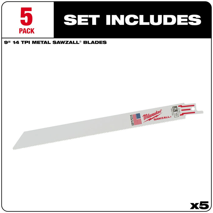 Milwaukee 48-00-5187 9" x 14TPI Bi-Metal Super Sawzall Blade - My Tool Store