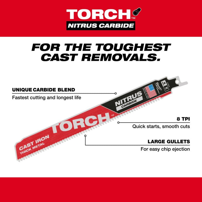 Milwaukee 48-00-5261 6" 7TPI The TORCH with NITRUS CARBIDE for CAST IRON 1PK - My Tool Store