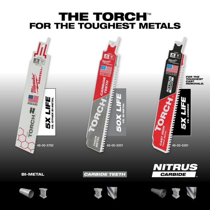 Milwaukee 48-00-5361 6" 7TPI The TORCH with NITRUS CARBIDE for CAST IRON 3PK - My Tool Store