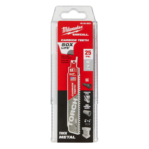 Milwaukee 48-00-8501 6" 7TPI The TORCH™ with Carbide Teeth SAWZALL® Blade 25PK - My Tool Store