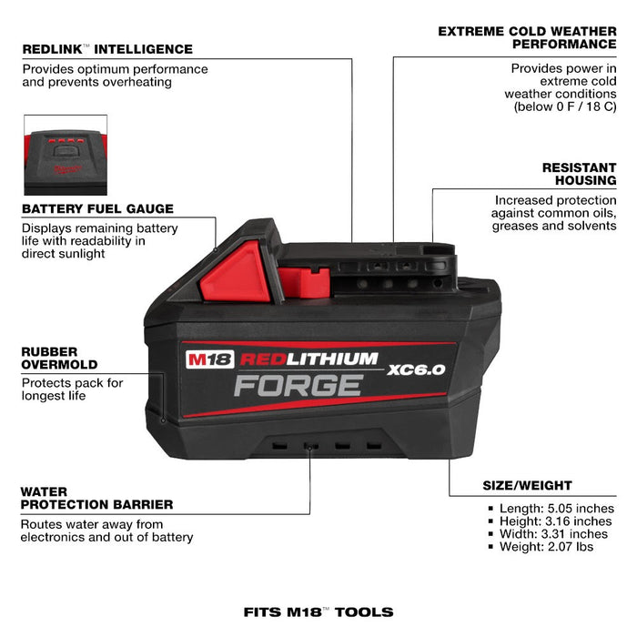 Milwaukee 48-11-1861 M18 REDLITHIUM FORGE XC6.0 Battery Pack - My Tool Store