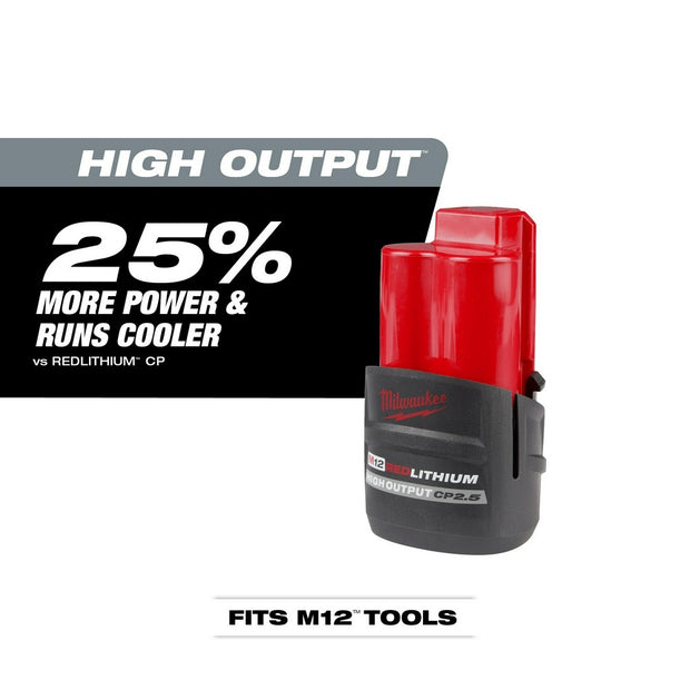 Milwaukee 48-11-2425 M12 REDLITHIUM HIGH OUTPUT CP2.5 Battery Pack