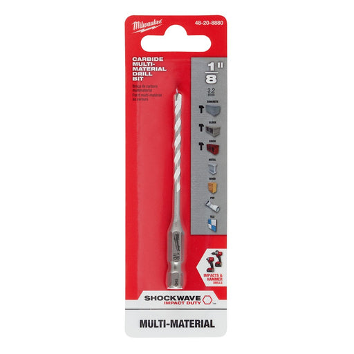 Milwaukee 48-20-8880 1/8" SHOCKWAVE™ Carbide Multi-Material Drill Bit - My Tool Store