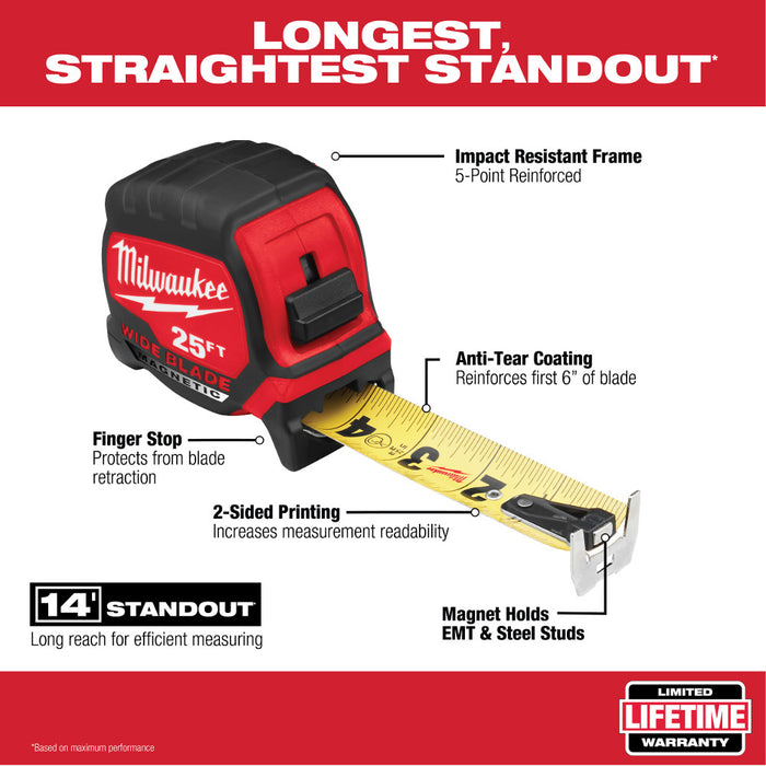 Milwaukee 48-22-0216M 16' Wide Blade Magnetic Tape Measure - My Tool Store