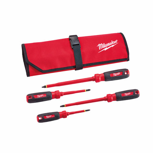 Milwaukee 48-22-2204 4PC 1000V Insulated Screwdriver Set w/ Roll Pouch