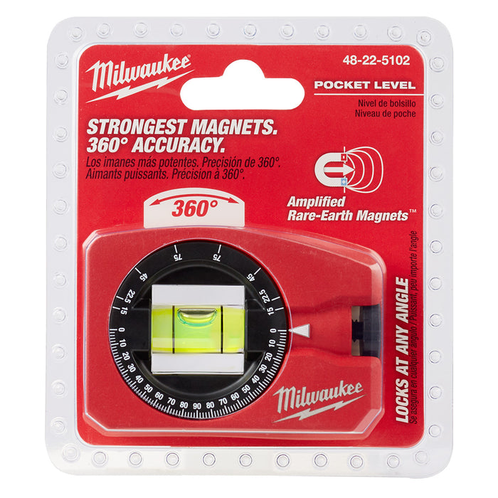 Milwaukee 48-22-5102 Die Cast Pocket Level with 360 Vial
