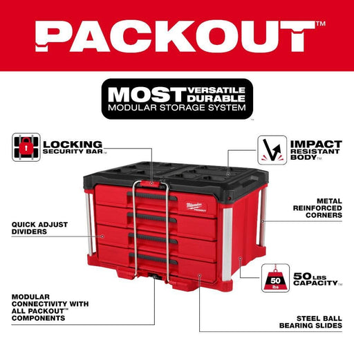 Milwaukee 48-22-8444 PACKOUT 4-Drawer Tool Box - My Tool Store