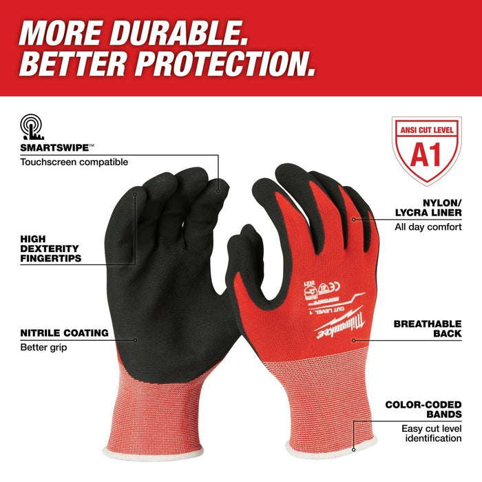Milwaukee 48-22-8904B 12PK Cut 1 Dipped Gloves – XXL [A1]