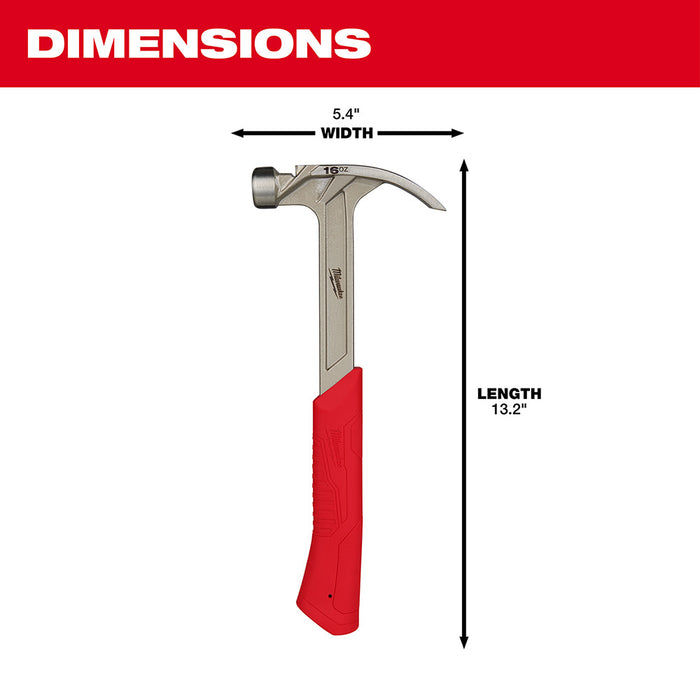 Milwaukee 48-22-9018 16oz Smooth Face Hybrid Claw Hammer - My Tool Store