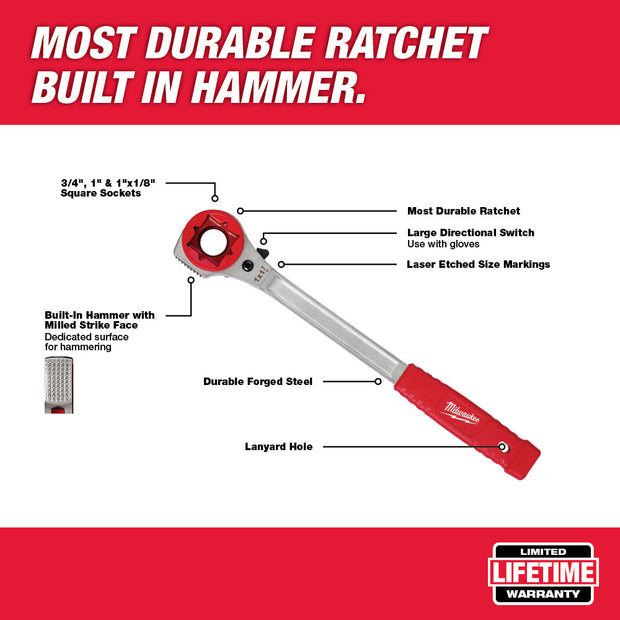 Milwaukee  48-22-9213M Lineman's High-Leverage Ratcheting Wrench w/ Milled Face