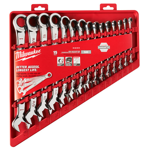 Milwaukee 48-22-9416 15 Piece Ratcheting Combination Wrench Set - SAE - My Tool Store