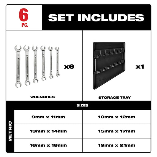 Milwaukee 48-22-9471 6pc Double End Flare Nut Wrench Set - Metric - My Tool Store