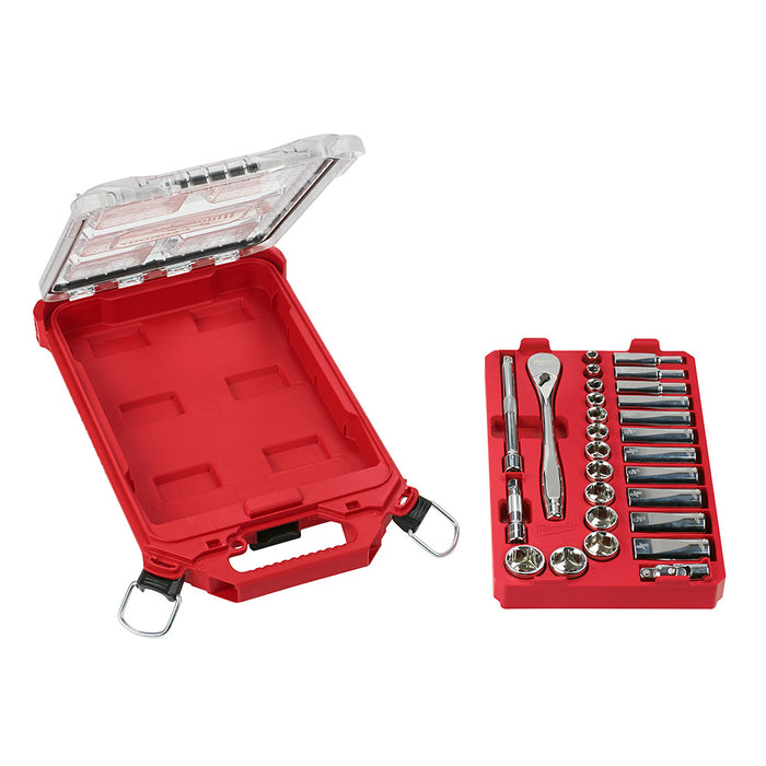 Milwaukee  48-22-9481 3/8” 28pc Ratchet and Socket Set in PACKOUT - SAE - My Tool Store