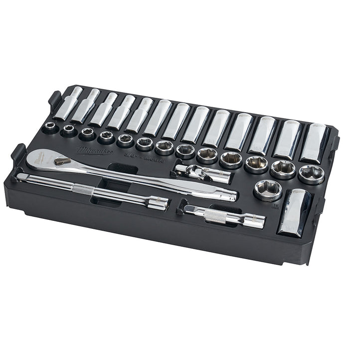 Milwaukee  48-22-9482 3/8” 32pc Ratchet and Socket Set in PACKOUT - Metric
