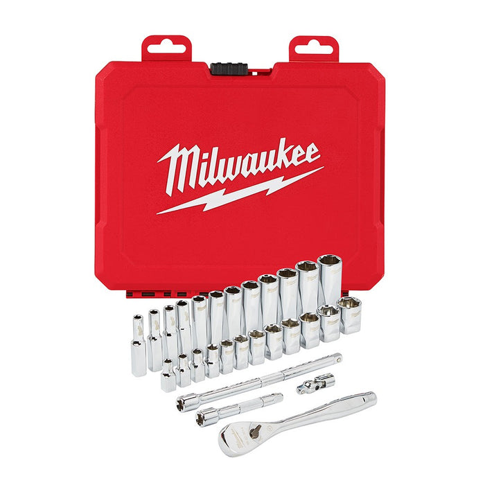 Milwaukee 48-22-9504 1/4" Drive 28 Piece Ratchet & Socket Set - Metric - My Tool Store