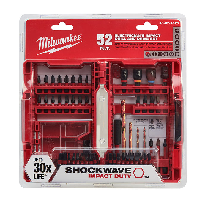 Milwaukee  48-32-4025 52 Piece Shockwave Electrician's Drill & Drive Set - My Tool Store