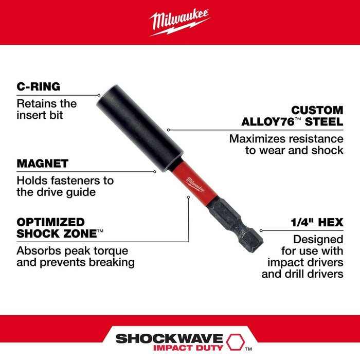 Milwaukee 48-32-4503 SHOCKWAVE 3" Impact Magnetic Bit Holder - My Tool Store