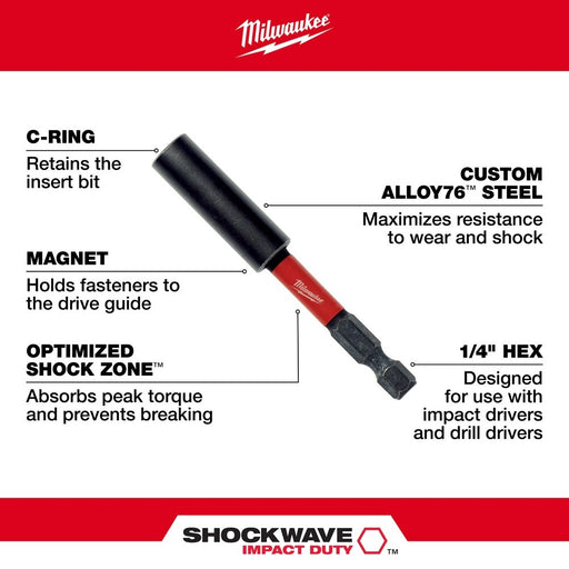 Milwaukee 48-32-4511 SHOCKWAVE 6" Impact Magnetic Bit Holder - My Tool Store