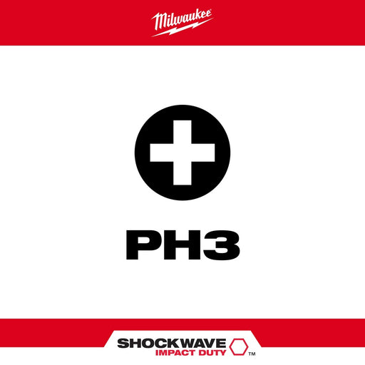 Milwaukee 48-32-4563 Shockwave 3-1/2" Power Bit Phillips #3 - My Tool Store