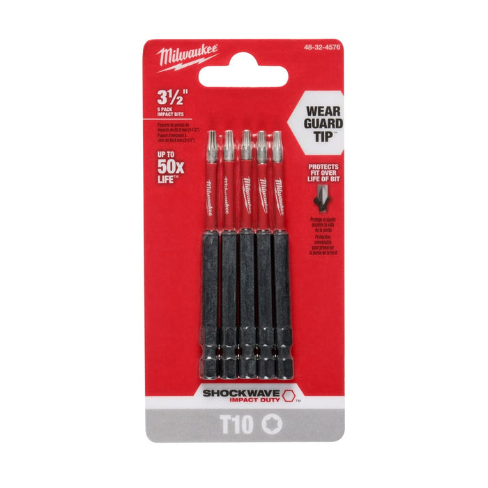 Milwaukee 48-32-4576 Shockwave 3.5" T10 5PK - My Tool Store