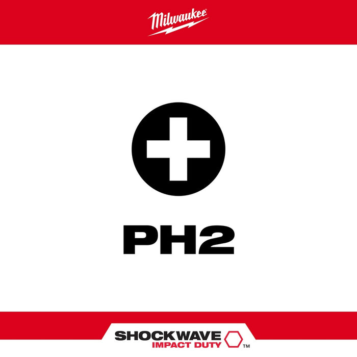 Milwaukee 48-32-4601 SHOCKWAVE 1" PH2 Impact Bit 5PK