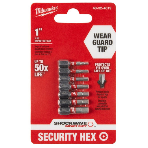 Milwaukee 48-32-4619 7 Piece SHOCKWAVE Hex Security Insert Bit Set - My Tool Store