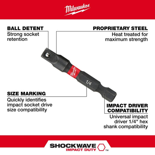 Milwaukee 48-32-5030 SHOCKWAVE 1/4" Impact Socket Adapter - My Tool Store