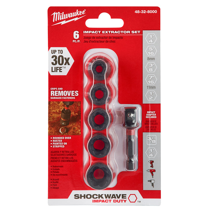Milwaukee  48-32-8000 6 Piece Shockwave Impact Extractor Set - My Tool Store
