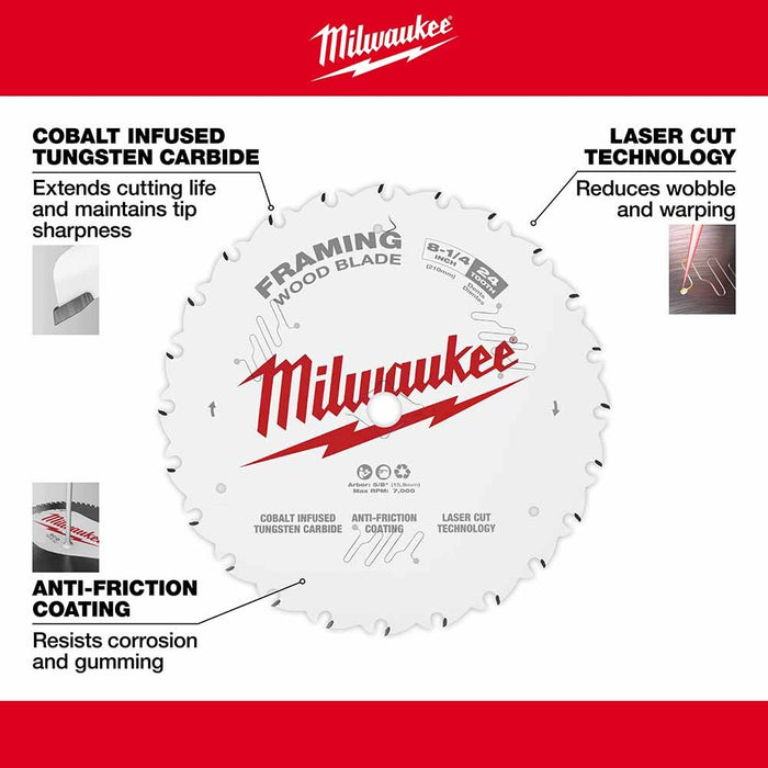 Milwaukee 48-40-0820 8-1/4" 24T Framing Circular Saw Blade - My Tool Store