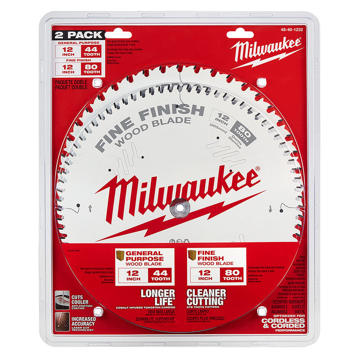 Milwaukee 48-40-1232 12" 44T + 80T Two Pack Circular Saw Blade