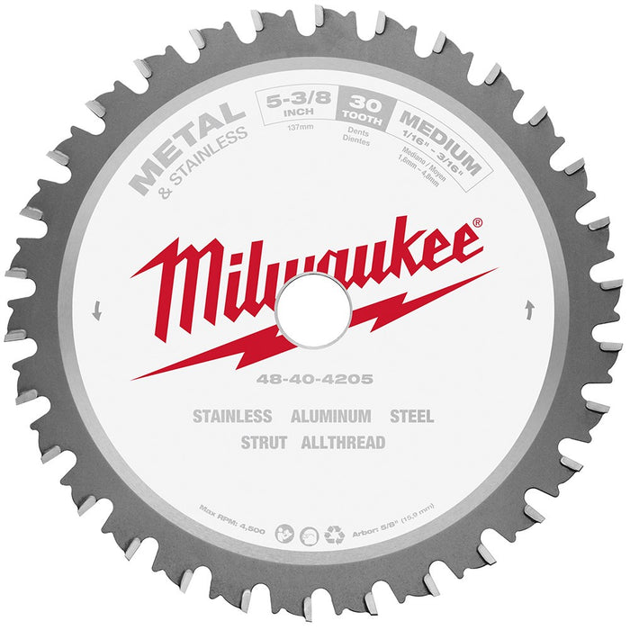 Milwaukee  48-40-4205 5-3/8" 30T METAL & STAINLESS CSB, 5/8" - My Tool Store