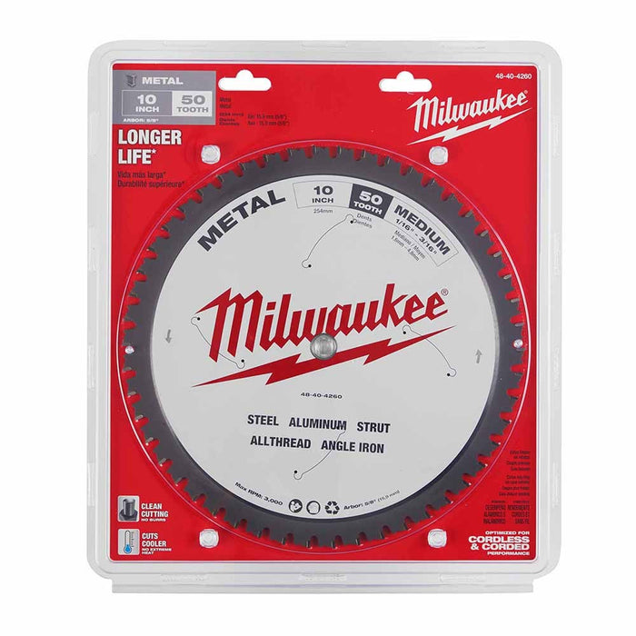 Milwaukee  48-40-4260 10" 50T METAL CSB, 5/8"