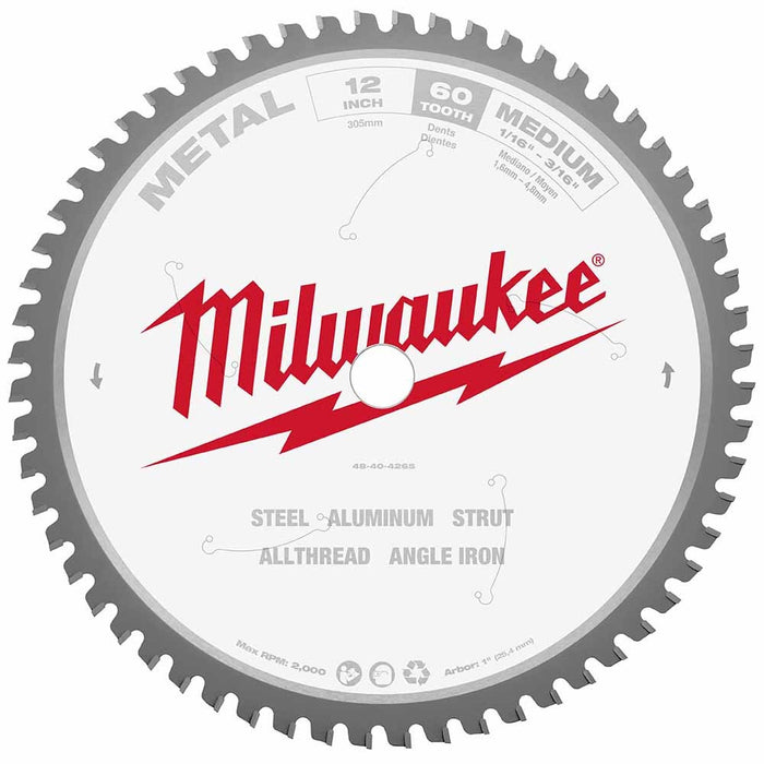 Milwaukee  48-40-4265 12" 60T METAL CSB, 1"