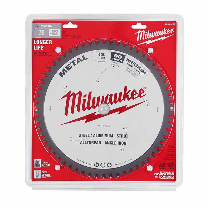Milwaukee  48-40-4265 12" 60T METAL CSB, 1"