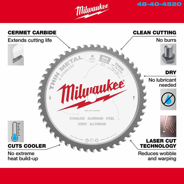 Milwaukee 48-40-4520 8" Metal Cutting Circular Saw Blade
