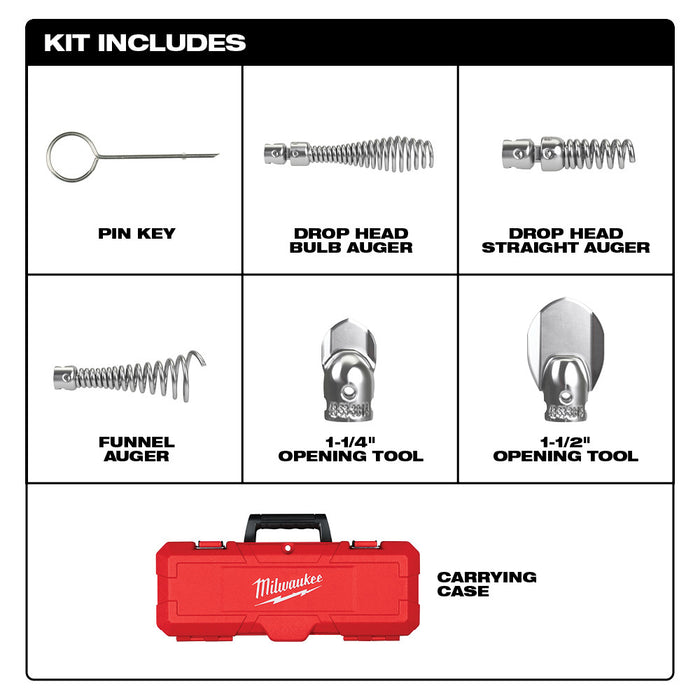 Milwaukee 48-53-3820 1-1/4" - 2" Head Attachment Kit For 5/8" Sectional Cable - My Tool Store