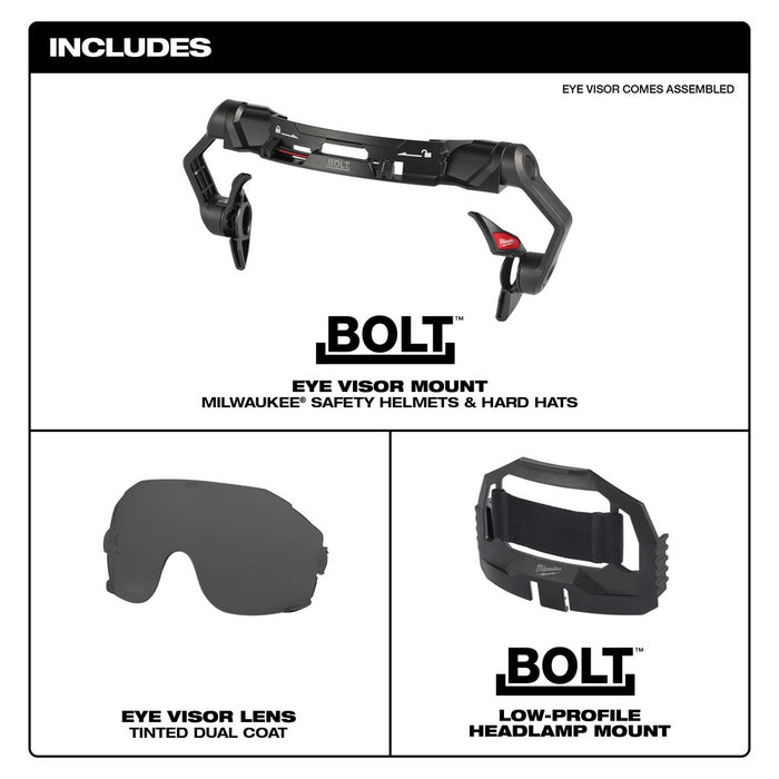 Milwaukee 48-73-1415 BOLT Eye Visor - Tinted Dual Coat Lens (Compatible with Milwaukee Safety Helmets & Hard Hats) - My Tool Store