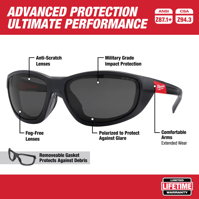 Milwaukee 48-73-2045 Polarized High Performance Safety Glasses with Gasket - My Tool Store