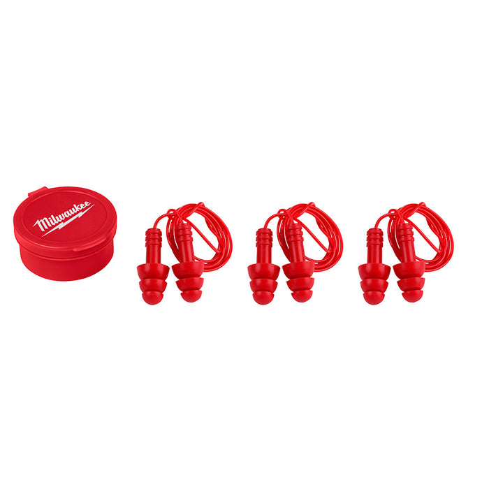 Milwaukee 48-73-31513 Reusable Corded Ear Plugs, NRR 26dB, 3 Pack