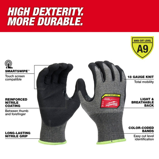 Milwaukee 48-73-7032B 12 Pair Cut Level 9 High-Dexterity Nitrile Dipped Gloves - L - My Tool Store