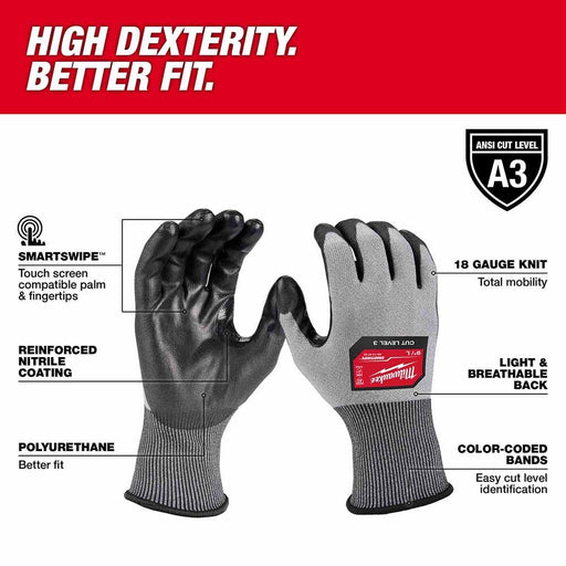 Milwaukee 48-73-8733B High Dexterity A3 Polyurethane Dipped Gloves - Extra Large - My Tool Store