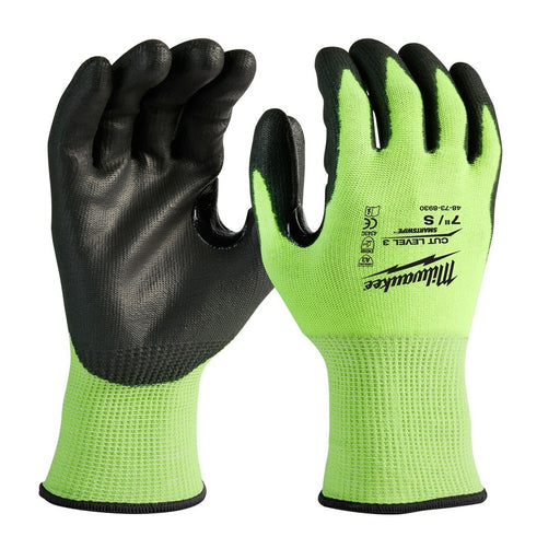 Milwaukee 48-73-8930 High Visibility Cut Level 3 Polyurethane Dipped Safety Gloves - Small - My Tool Store