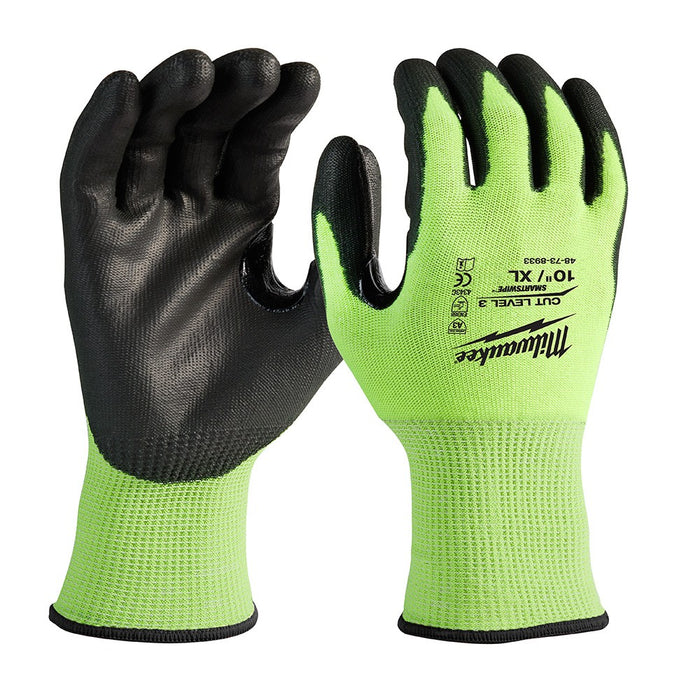 Milwaukee 48-73-8933B 12PK High Visibility Cut Level 3 Polyurethane Dipped Safety Gloves - X-Large