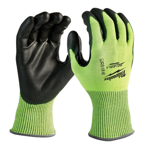 Milwaukee 48-73-8941 High Visibility Cut Level 4 Polyurethane Dipped Safety Gloves - Medium - My Tool Store