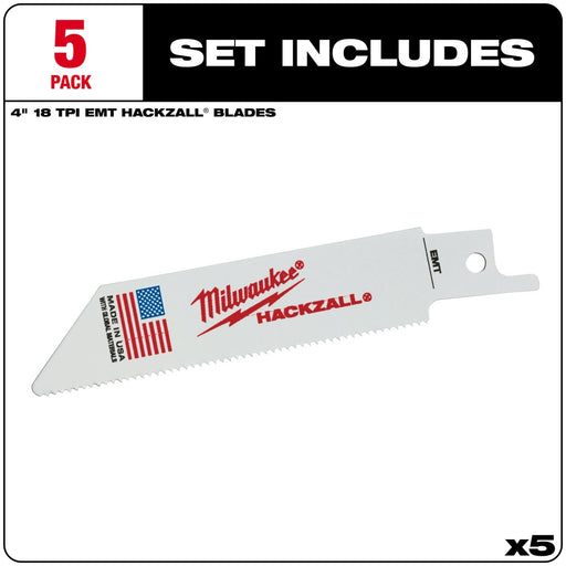 Milwaukee 49-00-5418 M12 Hackzall Blade 4" EMT 5-Pack - My Tool Store