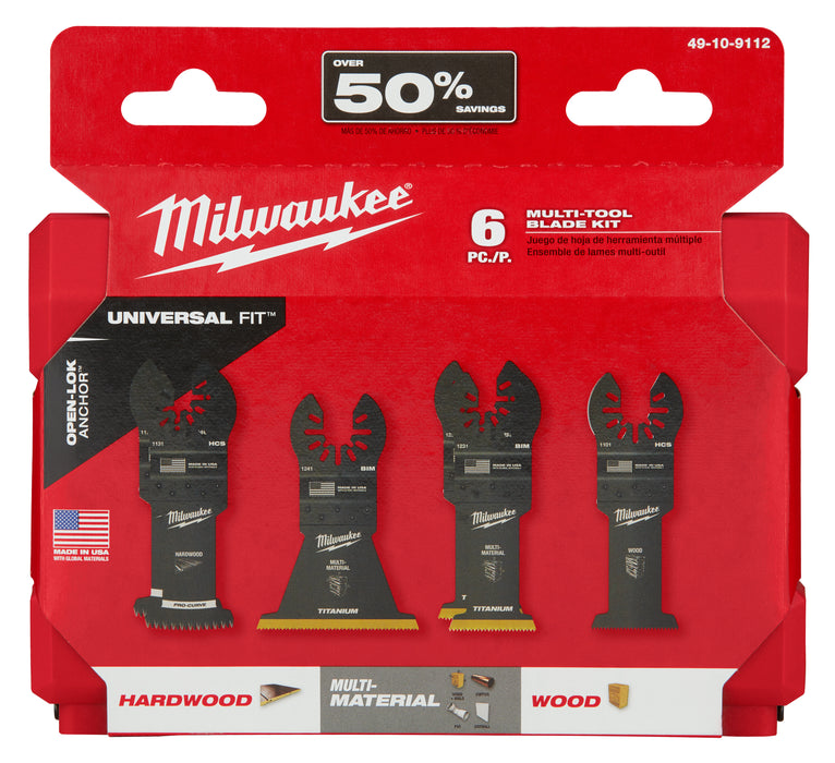 Milwaukee  49-10-9112 Milwaukee® OPEN-LOK™ 6PC MULTI-TOOL BLADE KIT - My Tool Store